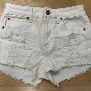 American Eagle White Ripped Jean Shorts
